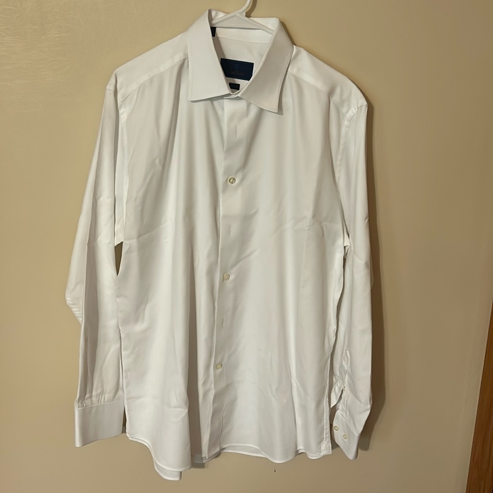 David Donahue White Tirm Button Down Dress Short Size 17 34/35